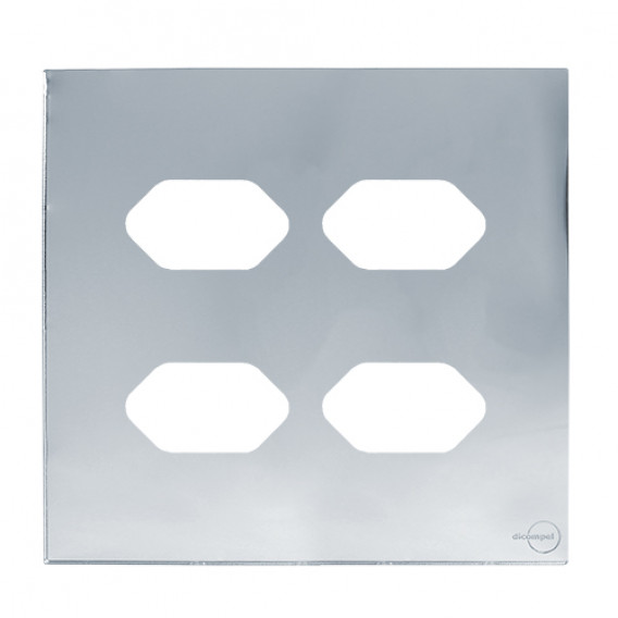 Placa p/ 4 Tomadas 4x4 - Novara Glass Espelhada Placa p/ 4 Tomadas 4x4 - Novara Glass Espelhada